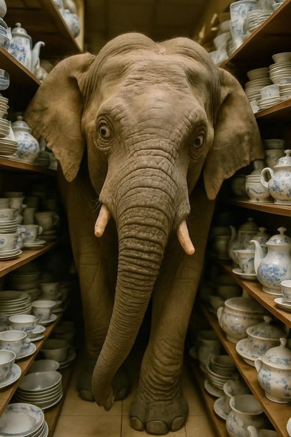 Slon v porcelánu