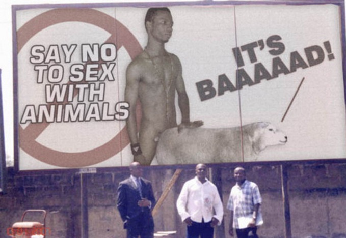 Skutečnej vosvětovej billboard v Zimbabwe